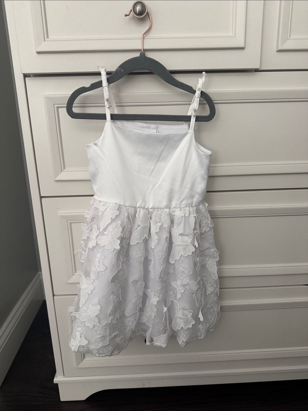 Janie and Jack White Lace Appliqué Spaghetti Strap Formal Dress